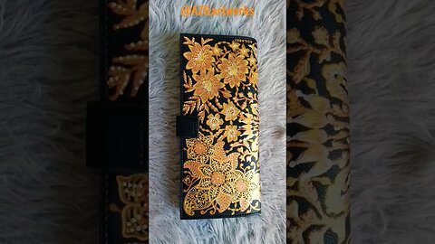 Lace & Batik inspired design,handpainted checkbook holder https://youtu.be/mLUaOT8hawM #azilartworks