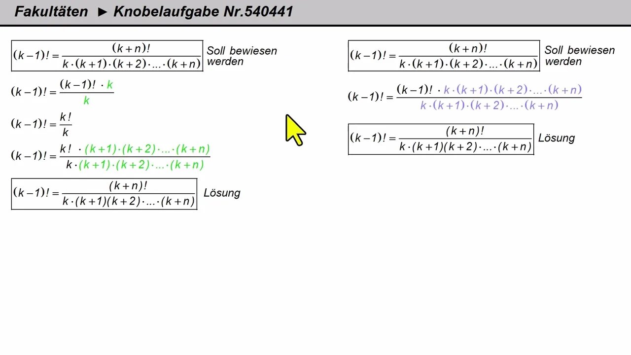 Fakultäten ►Knobelaufgabe 230804