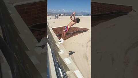 SLO-MO Backflip in Famous Spanish Beach
