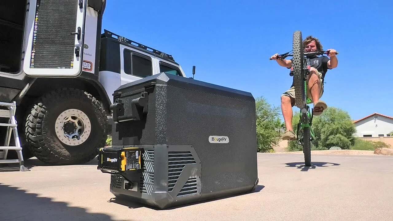 Portable Car Fridge/Freezer TORTURE Test in the Arizona Desert - Bouge RV Aspen 40, Kota & New Bike!