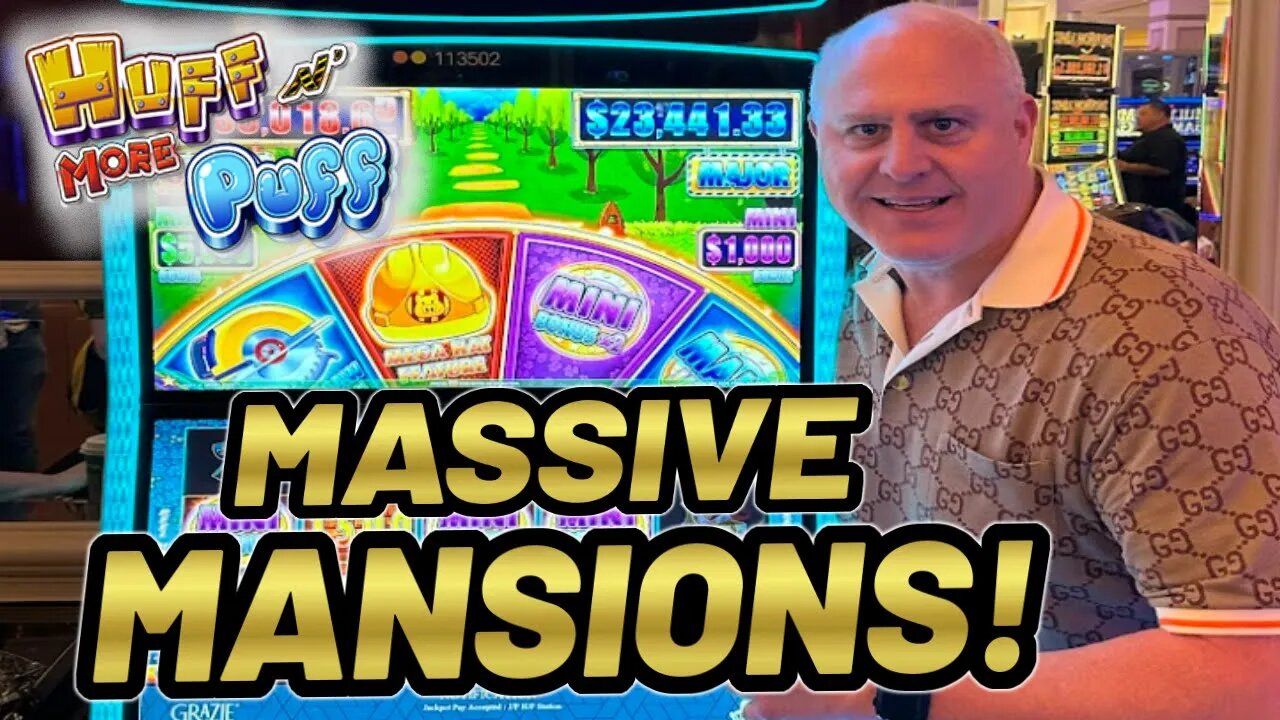 THE MOST EXCITING SLOT JACKPOT EVER RECORDED! ★ $100/SPIN MANSION FEATURE ON HUFF N MORE PUFF!