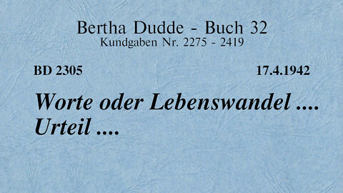 BD 2305 - WORTE ODER LEBENSWANDEL .... URTEIL ....