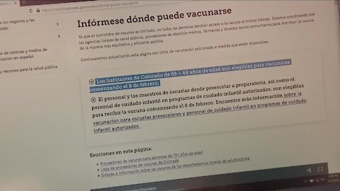 Part of Colorado's vaccine website for Spanish speakers displayed months-old information about eligibility