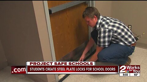 Students create steel plate locks for school doors