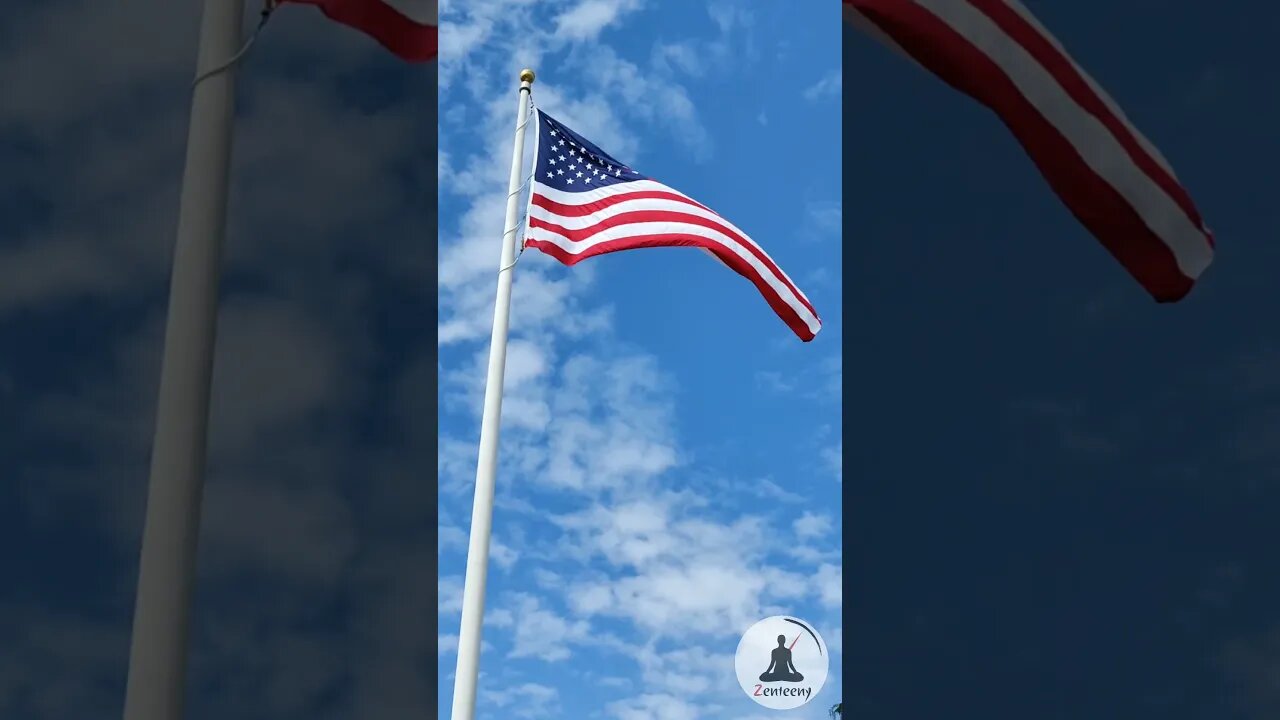 Peaceful American Flag Waving with Soft Piano Music