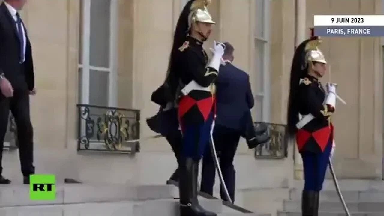 The new normal in France, watch how president Macron ignores and walk as nothing happened...
