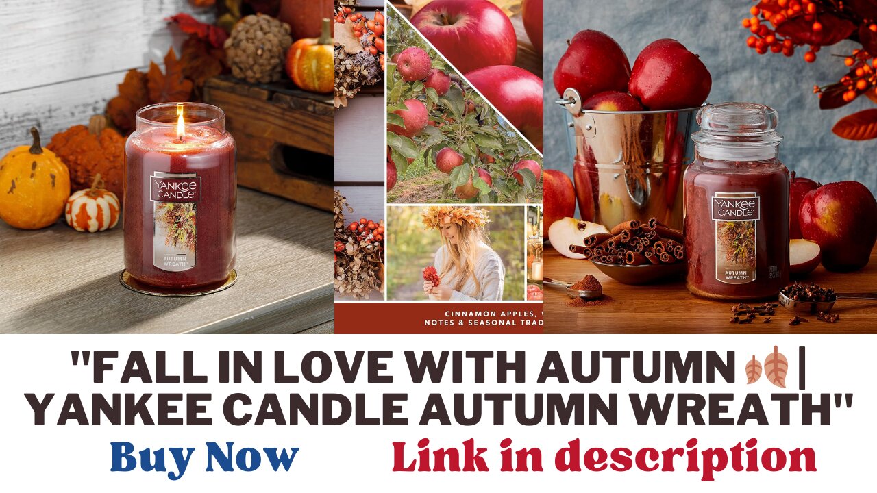 "Experience the Essence of Fall with Yankee Candle Autumn Wreath | 22oz Classic Jar Candle"