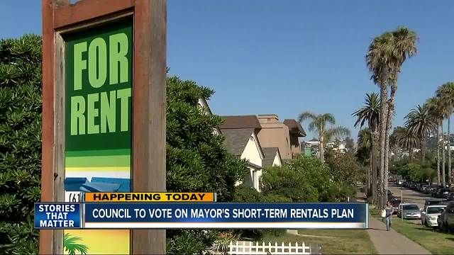 Possible vote on San Diego mayor's short-term rentals plan