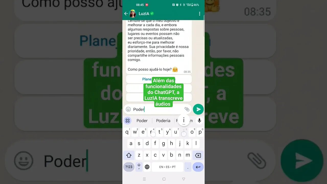 Conheça a LuzIA Chat de IA para Whatsapp! Transforme conversas com inteligência artificial #chatgpt