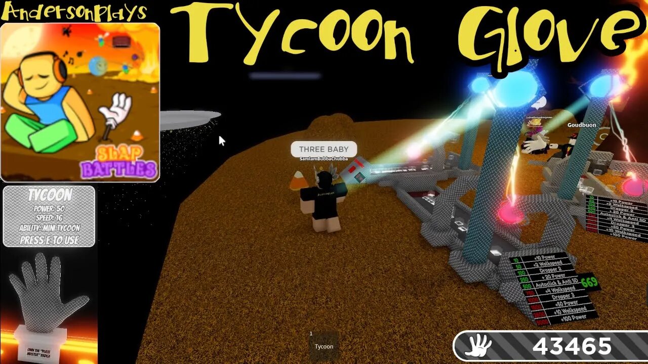 AndersonPlays Roblox [TYCOON GLOVE] Slap Battles👏 - How To Get Tycoon Glove And Showcase