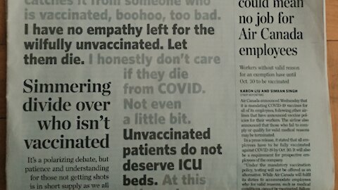 Toronto Star Promotes Hate Towards Unvaccinated "Let Them Die"