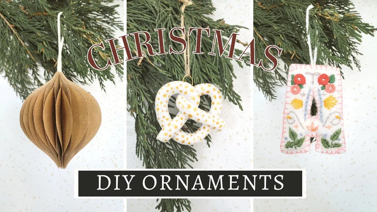 DIY CHRISTMAS TREE ORNAMENTS | Polymer Clay, Felt and Paper Christmas Tree Decor