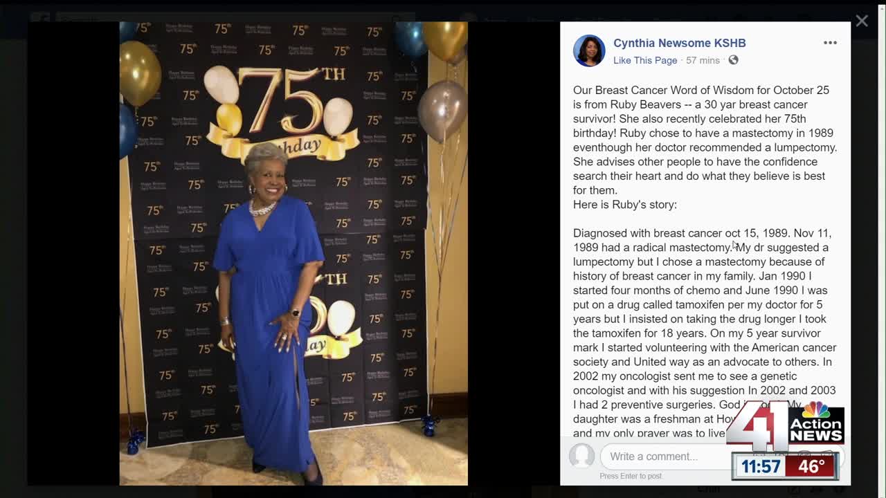 Oct. 25 Cynthia Newsome's Breast Cancer Word of Wisdom
