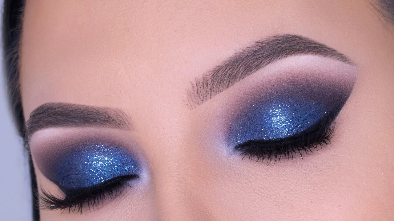 Navy Glitter Smokey Eyes Tutorial | Glam Makeup Tutorial