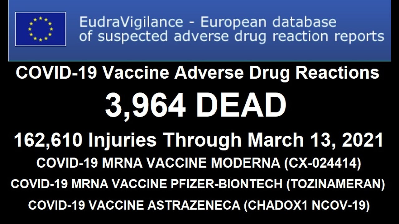 European Database: 3,964 Dead 162,610 "Adverse Events"! Poisoned Test Swabs And More!