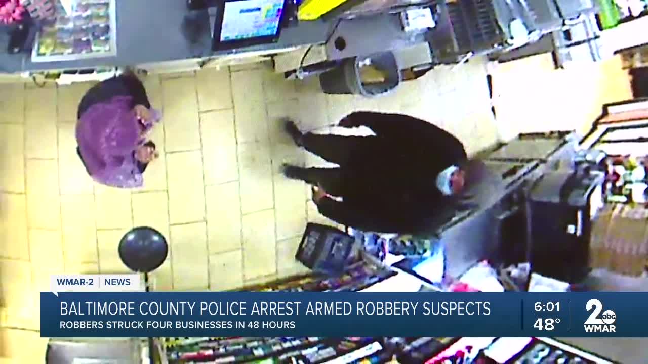 Baltimore County Police arrest armed robbery suspects