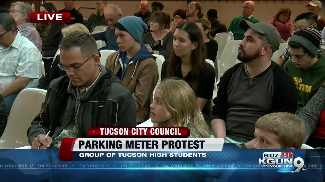 Students protest parking meters to be installed outside Tucson HS