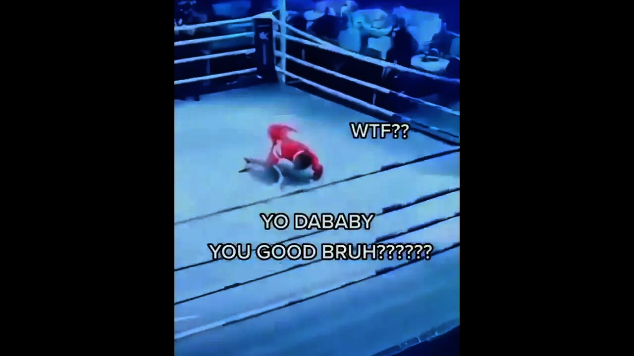 DABABY HILARIOUS FALL WHILE TRYING TO CRASH DUBAI BOXING MATCH BY CATAPULTING HIMSELF INTO THE RING