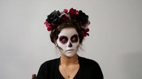 Makeup by Claire Rene turn someone into a skeleton for Halloween