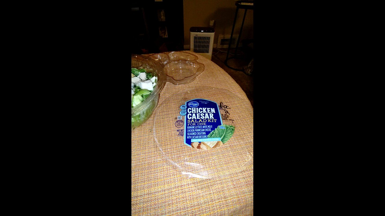 Eating Kroger Chicken Caesar Salad Kit, Dbn, MI, 11/26/24