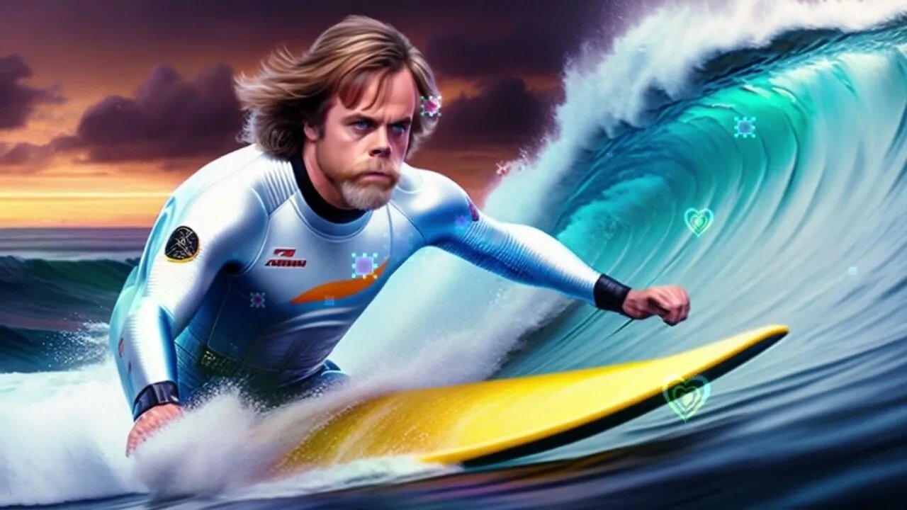 Luke Skywalker From Star Wars Surfing Big Waves