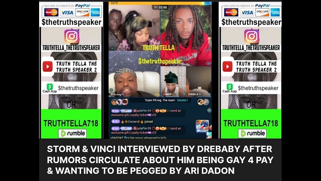 STORM & VINCI INTERVIEWED BY DREBABY AFTER RUMORS CIRCULATE ABOUT HIM BEING GAY 4 PAY & WANTING TO BE PEGGED BY ARI DADON