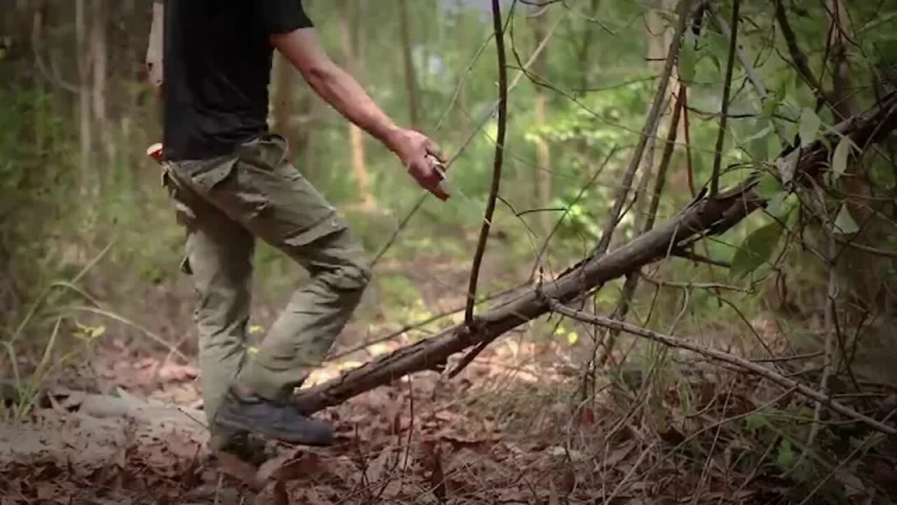 Building ~ Complete ~ and ~ Warm ~ Survival Shelter In The Trunk , Fireplace With Clay , Crab Trap a