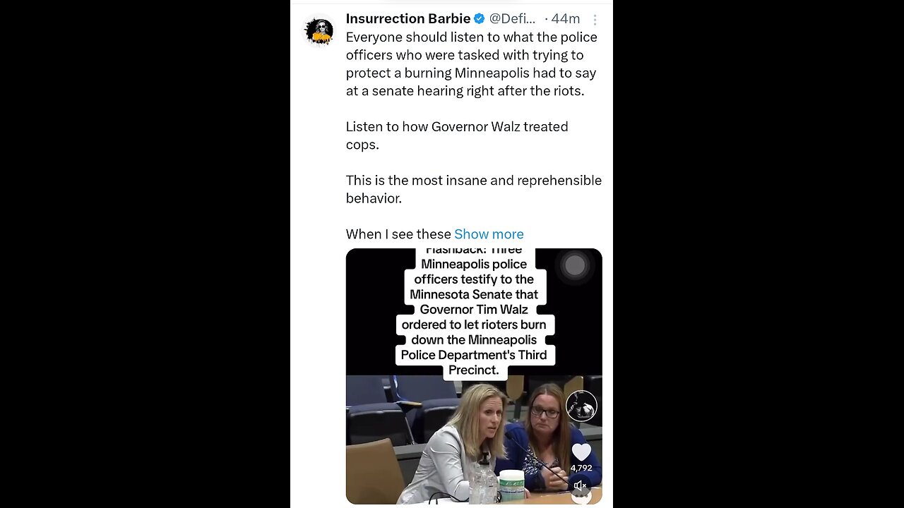 Listen to how Governor Walz treated cops during riots..