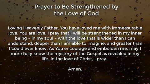 Prayer to Be Strengthened by the Love of God