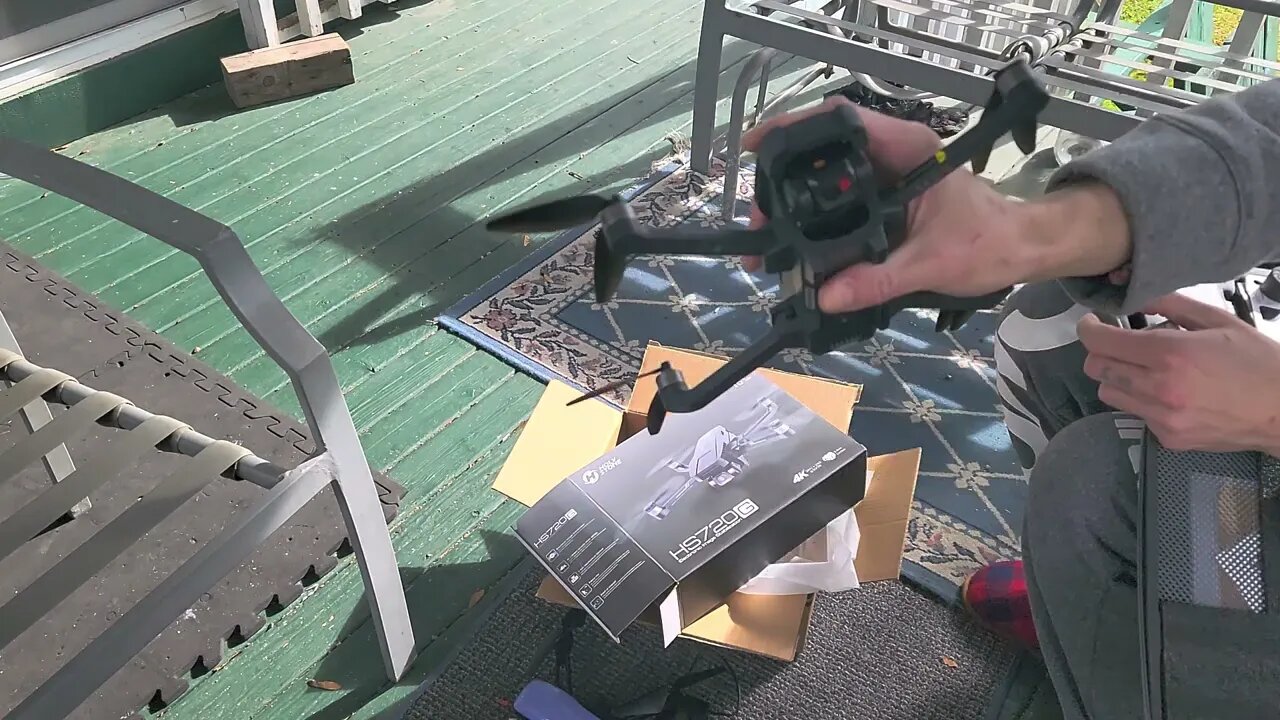 unboxing the HolyStone HS720G drone.