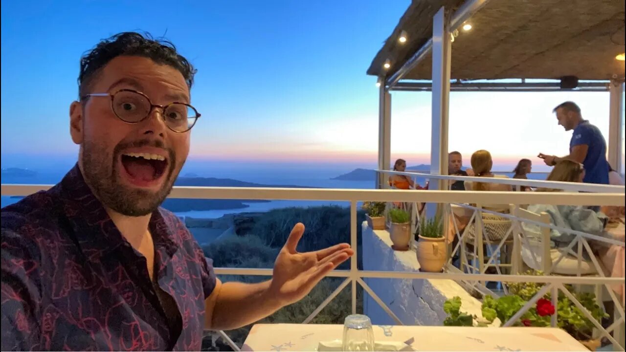 Santorini LIVE: Sunset Dinner with Authentic Santorinian Food🇬🇷