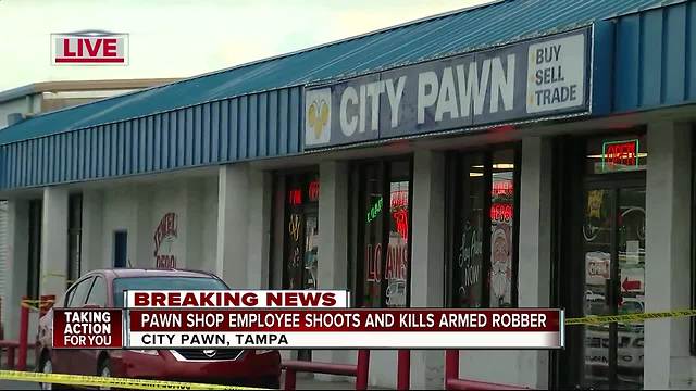 Pawn shop clerk fatally shoots attempted robber in Tampa