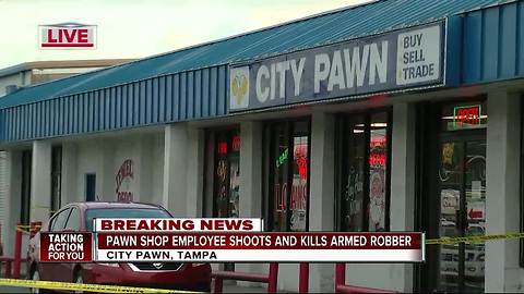 Pawn shop clerk fatally shoots attempted robber in Tampa