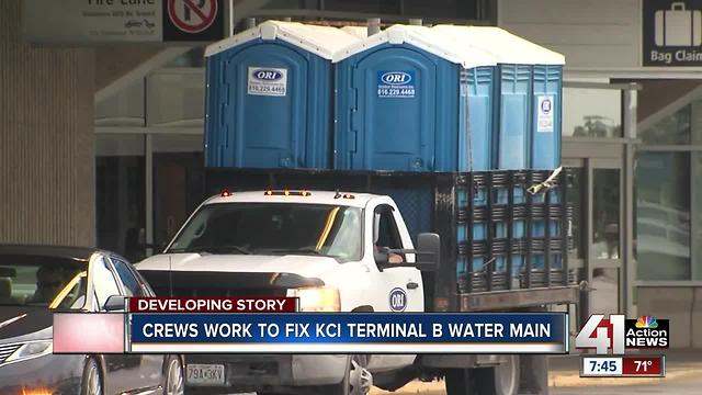 Crews trying to restore water service to Terminal B at KCI