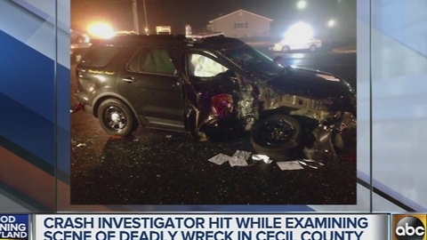 Crash investigator hit while examining deadly crash in Cecil County