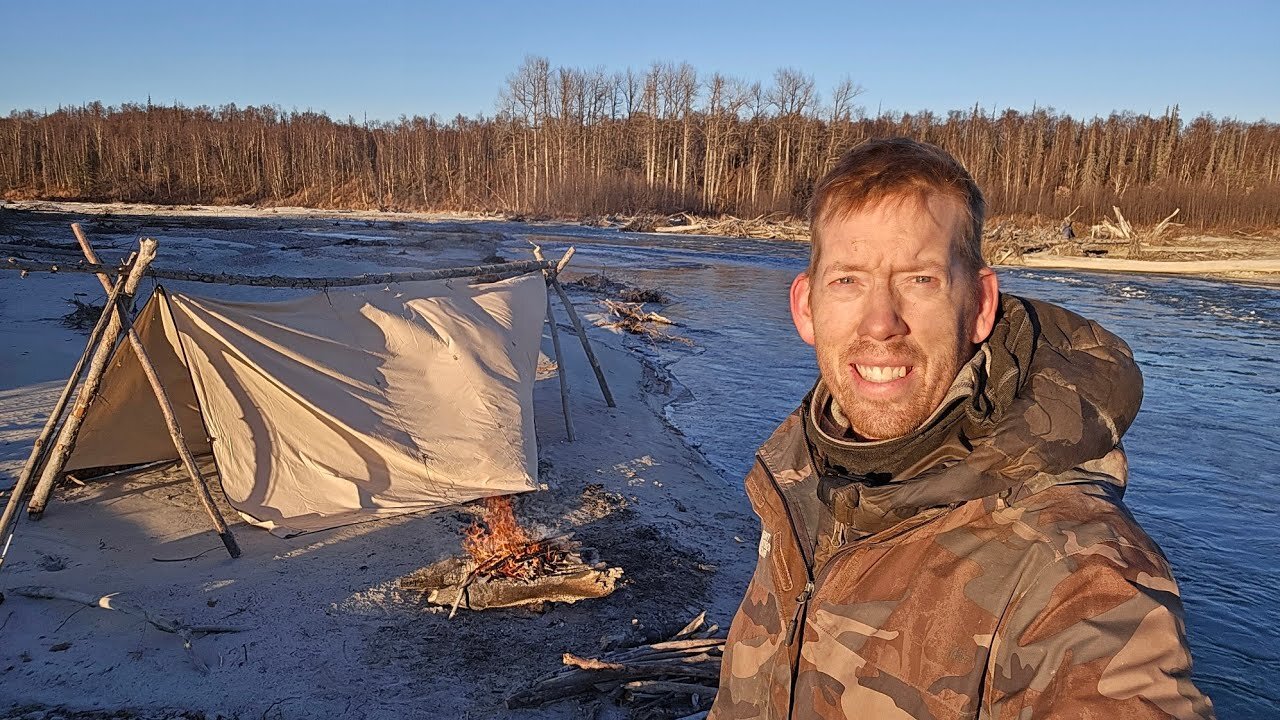 Solo Winter Bushcraft Camping in Alaska