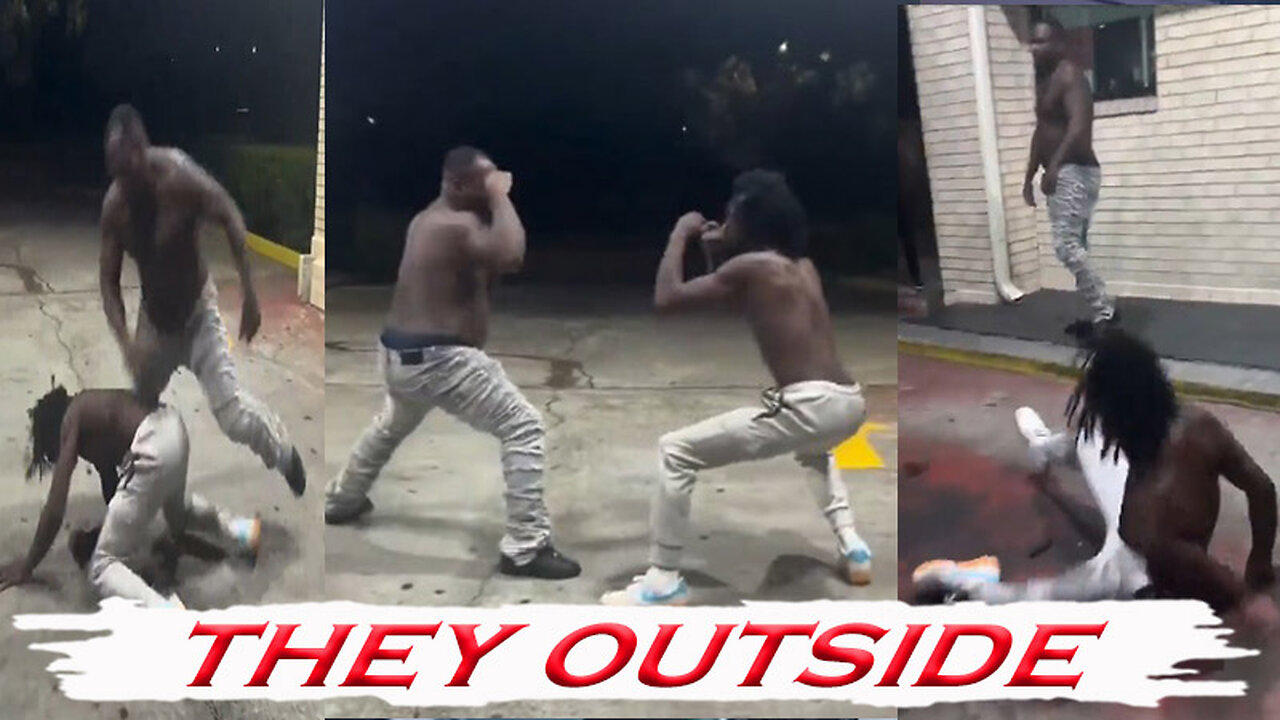 2 Men Fighting in A Hotel Parking Lot