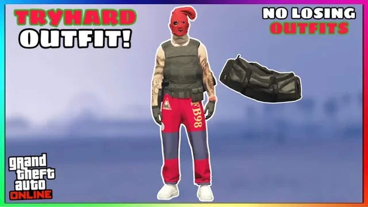 Easy Christmas Thief #2 Glitched Outfit W/ANY Belt & Black Open Duffel Bag (GTA Online)