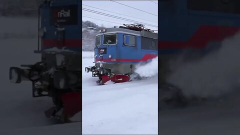 Train plowing snow in winter wonderland #cabview #bergenline #winter #winterwonderland #plow