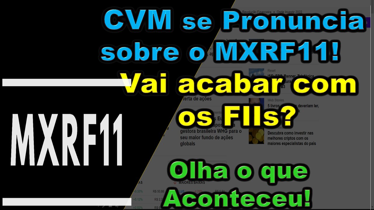 CVM se pronuncia sobre MXRF11, conforma a merda, e avacalha o mercado, isso é Brasil