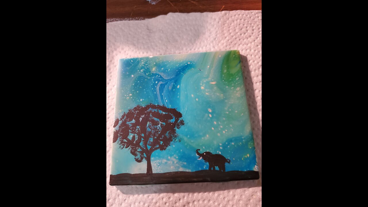 Acrylic Pouring with embellishment