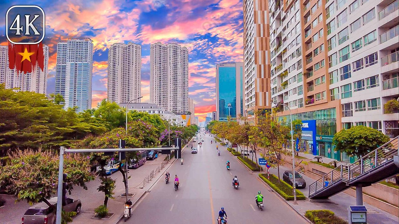 【4K】Relaxing Walks At Le Van Luong, HANOI 🍃 Vietnam Skyline Walk 2024 #1