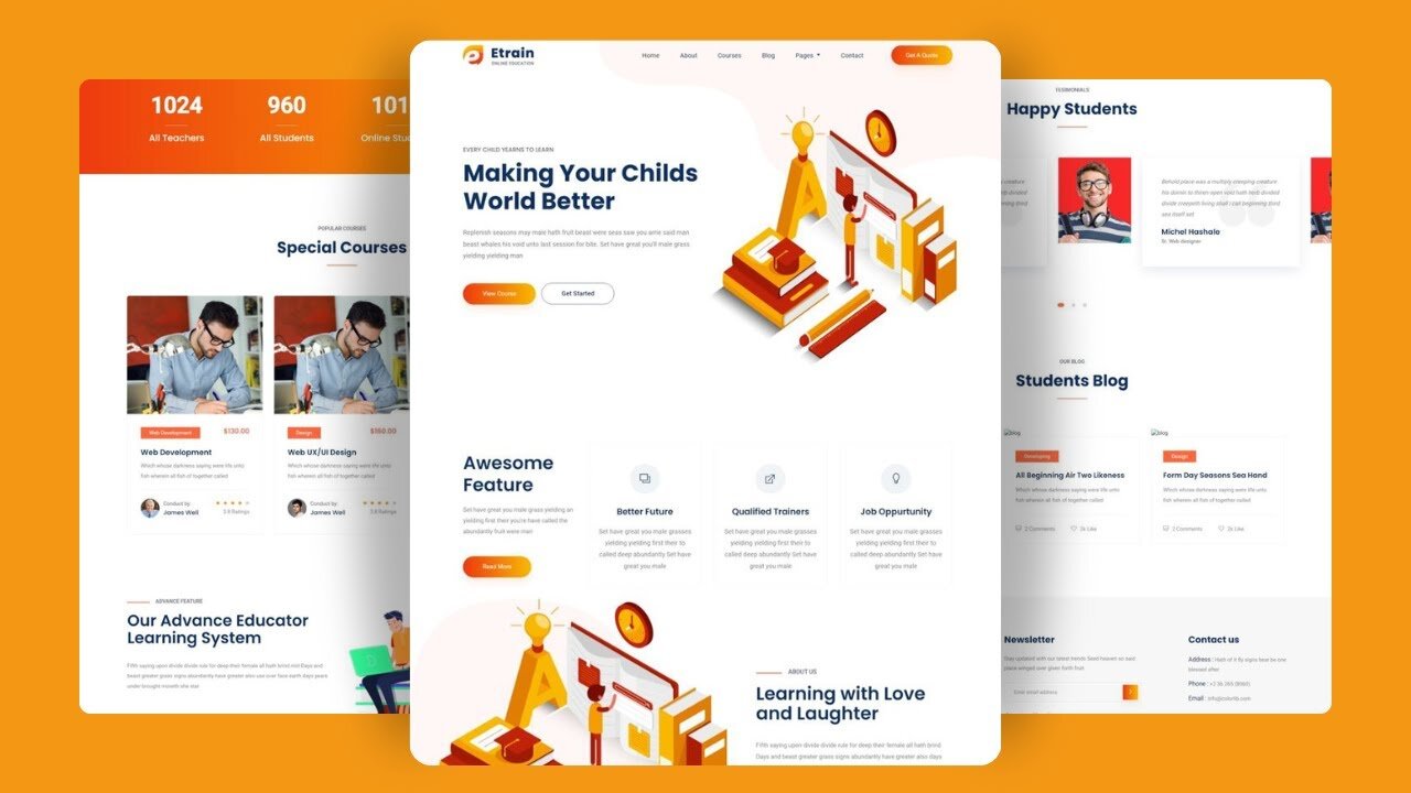 Education Website Design: HTML, CSS & JS