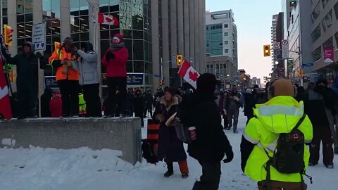 Freedom Convoy Walking Around Ottawa Feb 19th 2022 A Few Hours After Truckers forced to leave