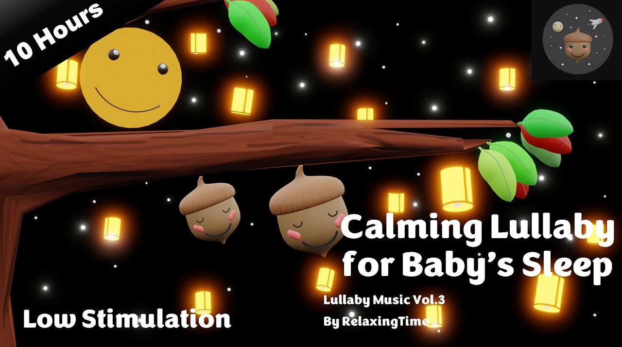 Soothing Lullaby Sleep Music - Floating Lanterns and Starry Sky - Low Stimulation - 10 Hours