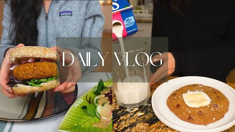 SUB-VLOG | Living alone, homemade veggie burgers, s'mores cookies, healthy eating | ASMR