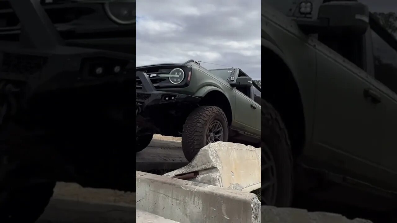 Ford Bronco driving on concrete barriar #ford #fordbronco #bronco #buckleupbuttercuptv #shorts