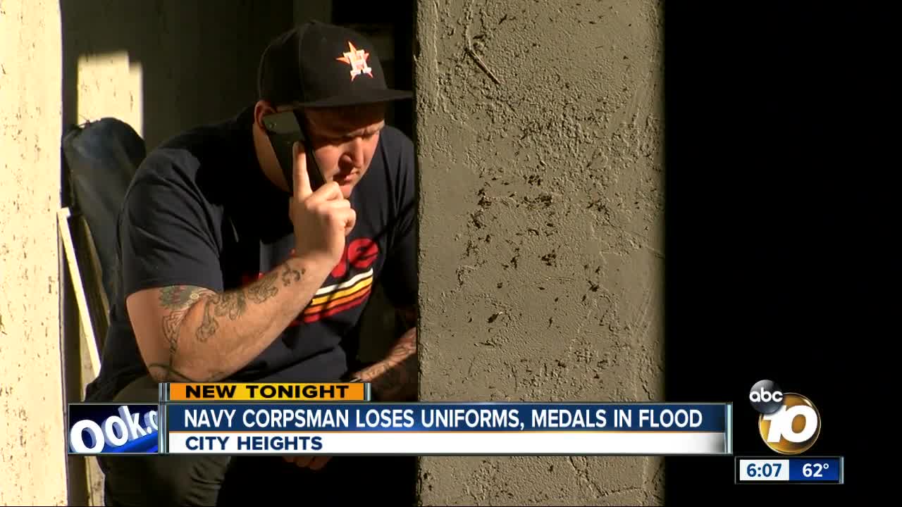 Navy corpsman loses uniforms, medals in City Heights flood