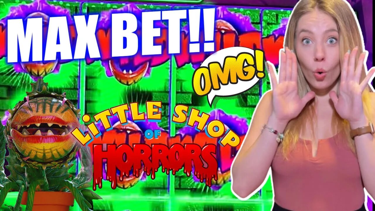 MAX BETTING LITTLE SHOP OF HORRORS SLOT MACHINE! Winning MONEY!