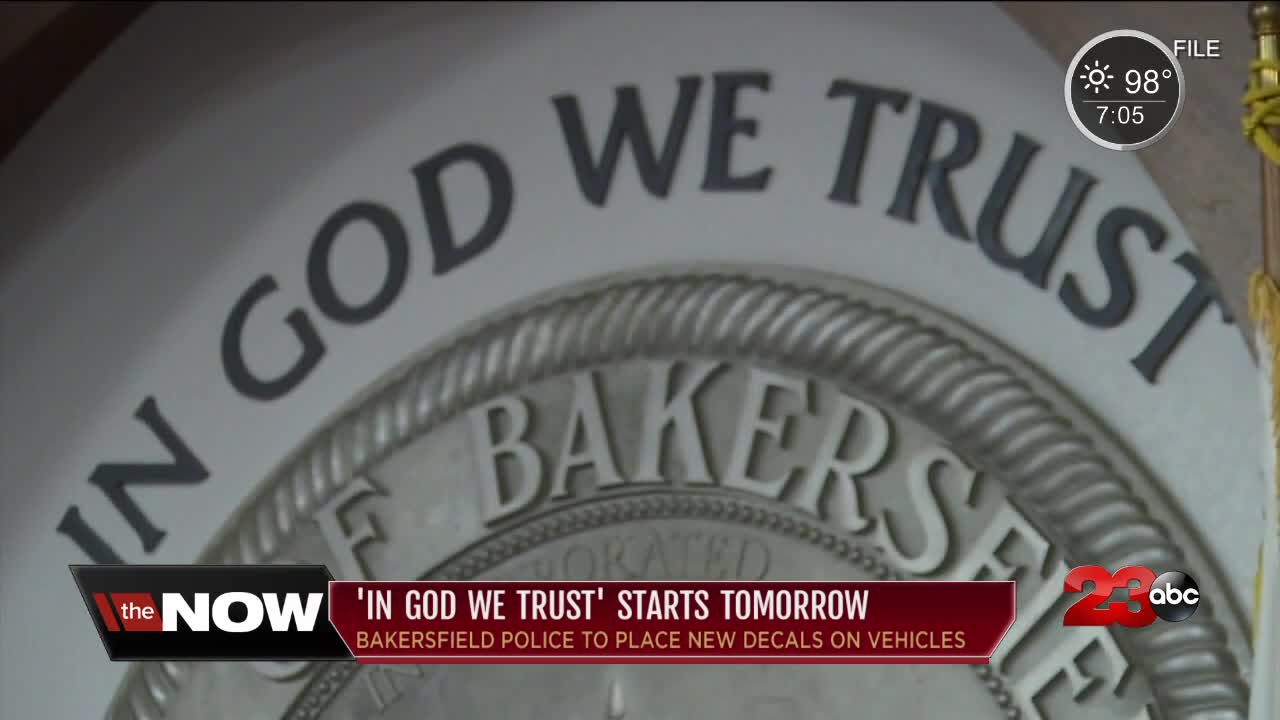 'In God We Trust' decals on Bakersfield PD and Fire start tomorrow